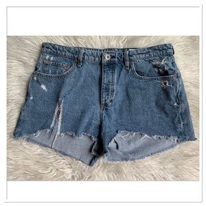 Rag & Bone Dre Low Rise Jean Shorts Distressed Misha Destructed Blue Size 30